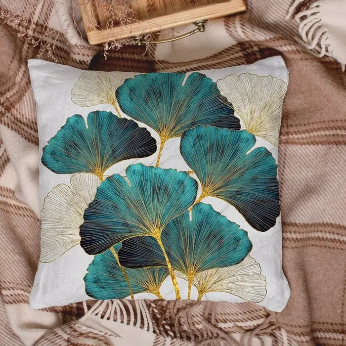 Taie d'oreiller imprimée feuilles de Ginkgo, 1 pièce, Design en peluche doux et confortable pour un 