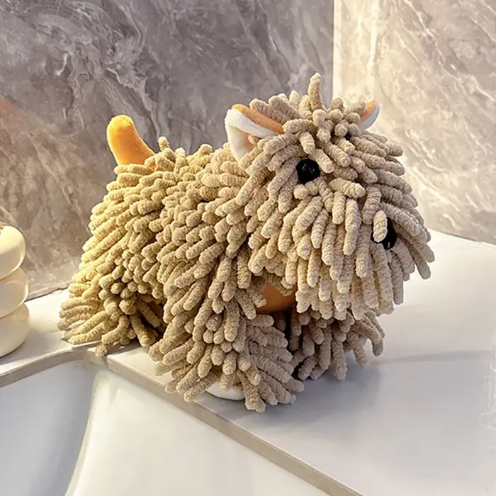 Serviette à main en chenille motif chiot, douce et absorbante, pour cuisine et salle de bain, décora