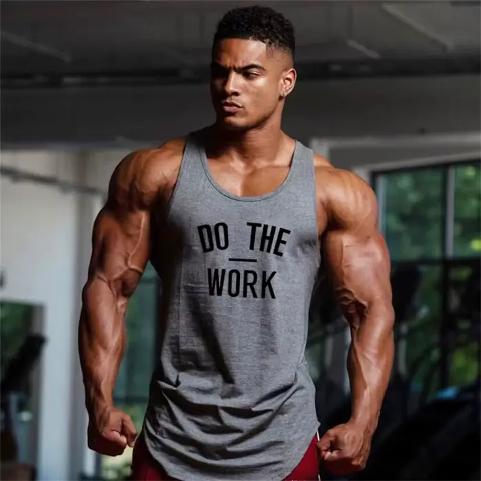 Hommes Fitness musculation T-Shirts été coton sans manches vêtements entraînement musculaire débardeurs gymnase course Sport respirant gilets