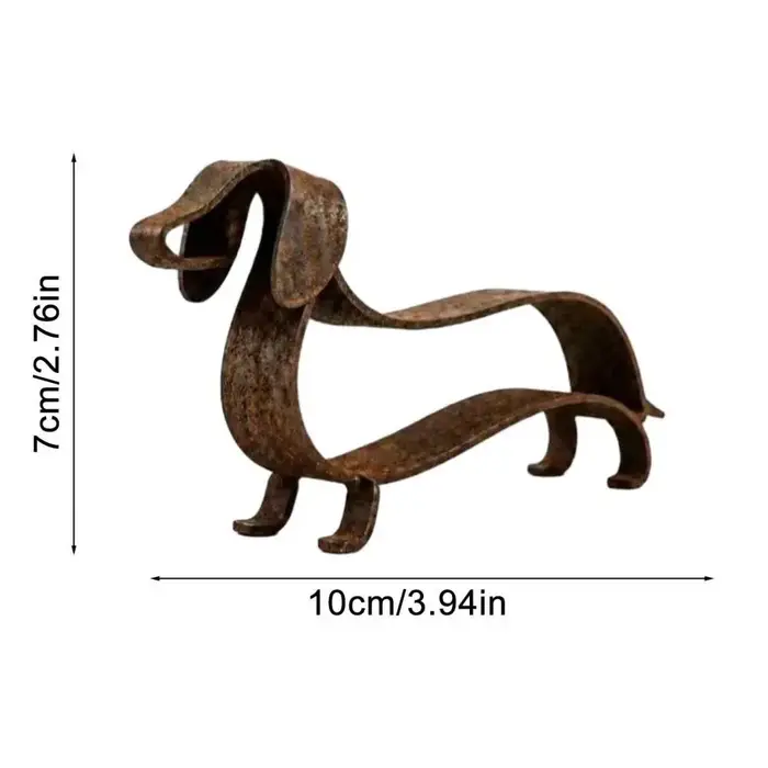 Statues de jardin en métal représentant des teckels, sculptures de chiens en métal pour l'extérieur, sculpture rustique en métal représentant un teckel, art linéaire minimaliste, chien en fer pour la 