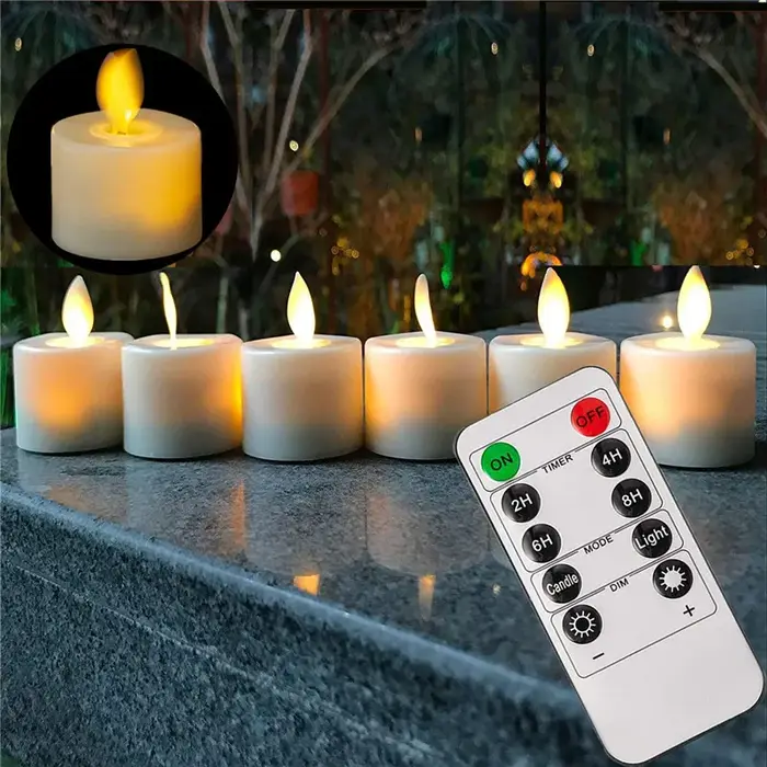 Mèche mobile sans flamme avec télécommande, fausse bougie électronique, LED, Noël réaliste, église, 
