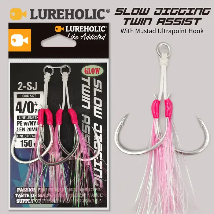 2-SJ – hameçon de pêche à gabarits lent, double assistance avec crochets Mustad, hameçon de gabarits