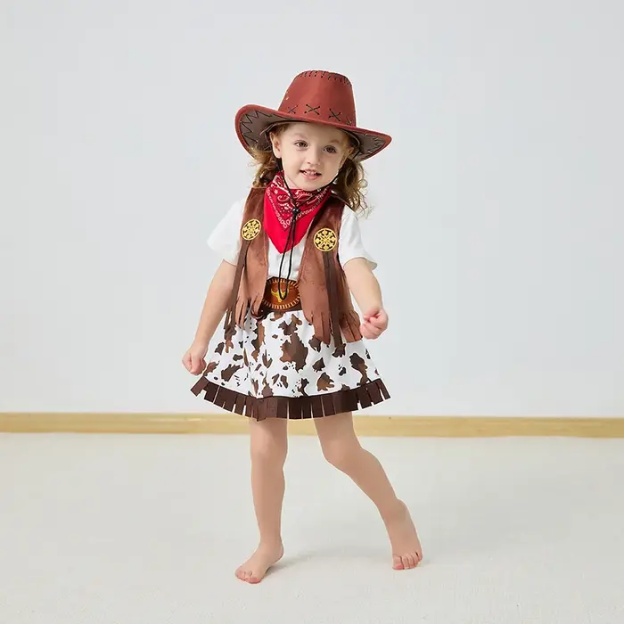 4/5 pièces ensemble filles Cowboy jeu de rôle jupe vêtements gilet ensemble jupe ensembles enfants p