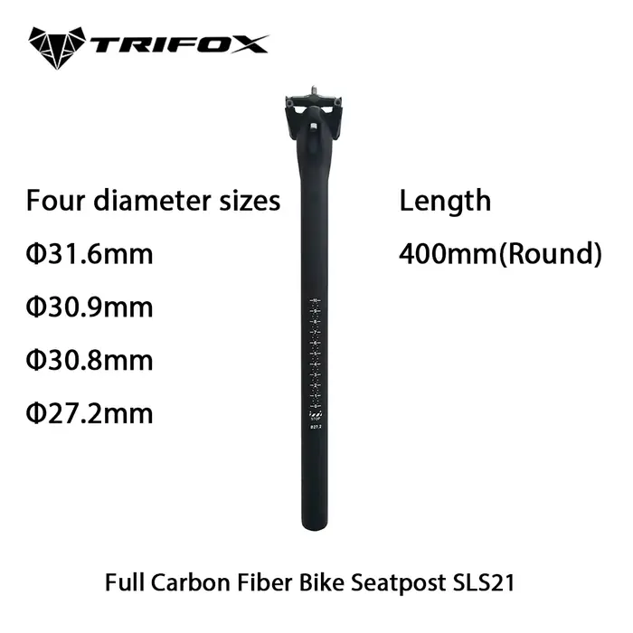 TRIFOX UD-Tige de dégager VTT ultralégère en fibre de carbone, tube de dégager à arc rond, 27.2mm, 3