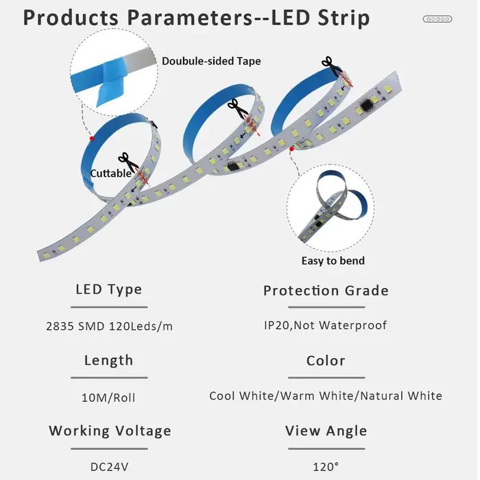 Bande lumineuse Led coulante d'eau courante 24V WS2811, 2835 10M 15M 20M, lampe à bande de course de