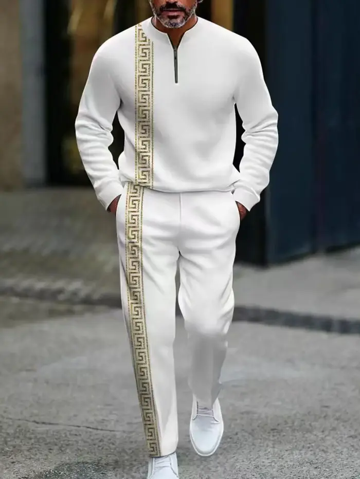 Ensemble 2 pièces, ensemble haut à manches longues et pantalon long de sport à la mode pour hommes e