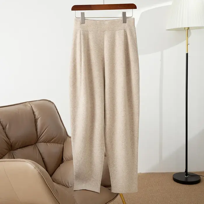 Pantalon sarouel tricoté pour femme, laine mérinos, populaire, chaud, froissé, nouveau style, automn