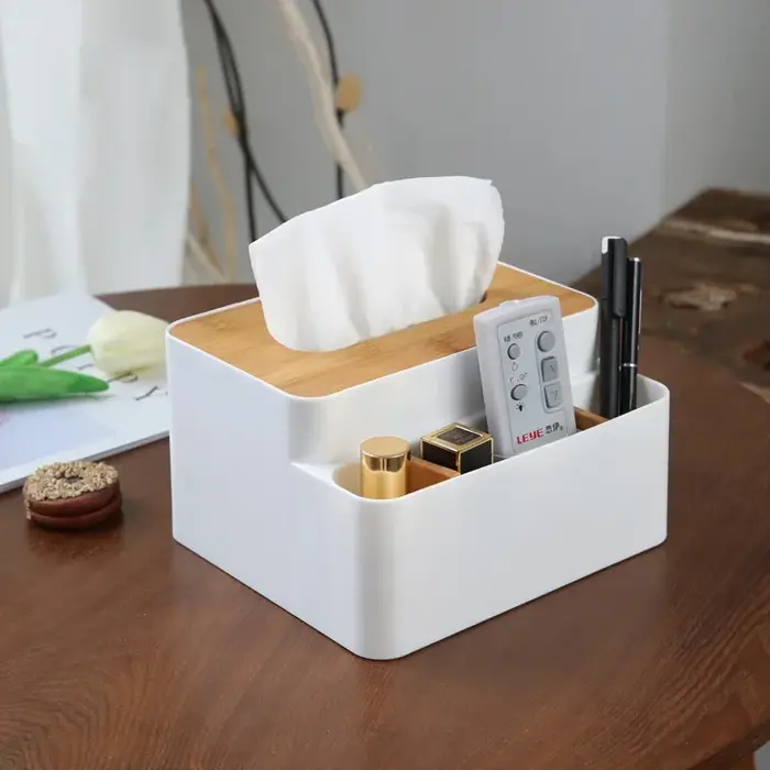 Boîte de rangement de bureau en plastique pour télécommandes, mouchoirs, cosmétiques, fournitures de bureau, organisation du salon