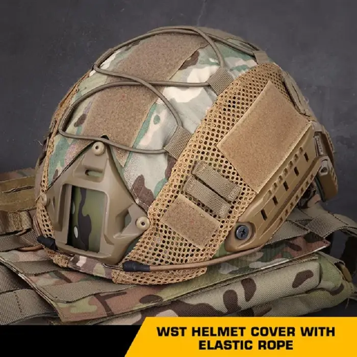 Housse de casque camouflage mesh pour chasse et paintball - Compatible Ops-Core Fast Helmet et modèles similaires