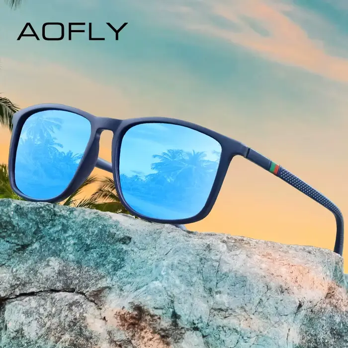 AOFLY-Lunettes de soleil de sport pour hommes et femmes, lunettes de soleil miroir carrées, lunettes