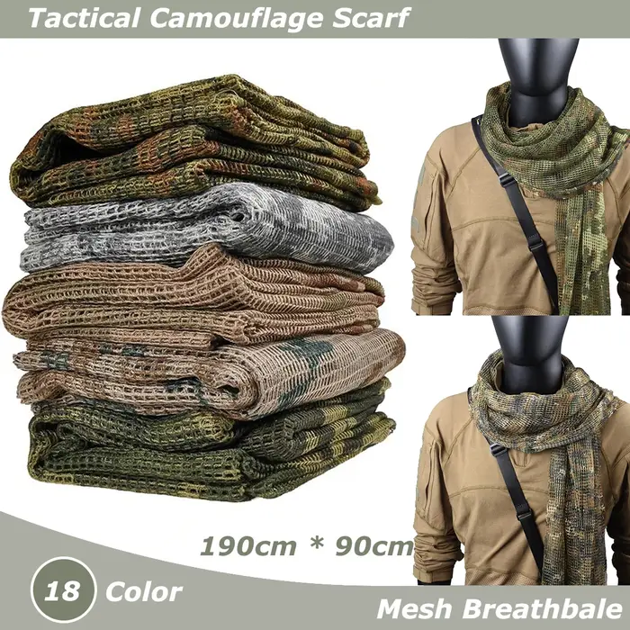 Foulard camouflage maille respirant pour visage et tête chasse randonnée vélo