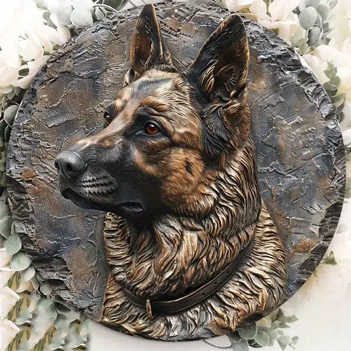 Sculpture de chien de troupeau des contribuables allemands, fabriqué à partir de métal en aluminium 