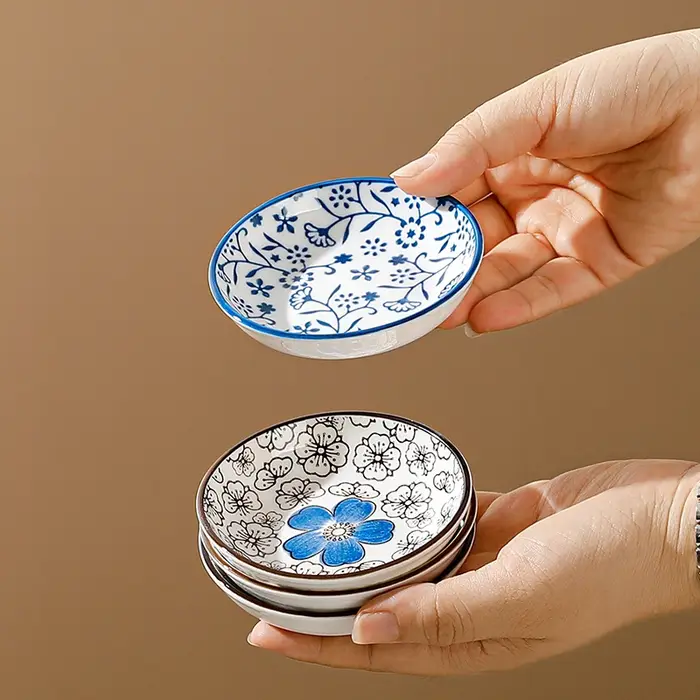 Mini assiette japonaise en céramique pour Barbecue, 6 pièces, trempage Sashimi, Sushi, Sauce soja, p