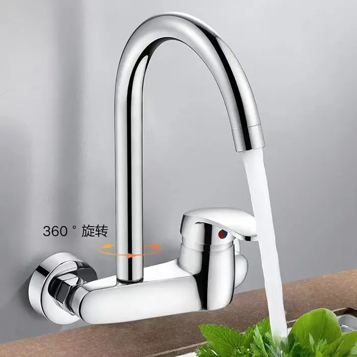 Robinet lave-mains mural laiton - Mitigeur lavabo eau chaude froide universel - Robinetterie salle de bain