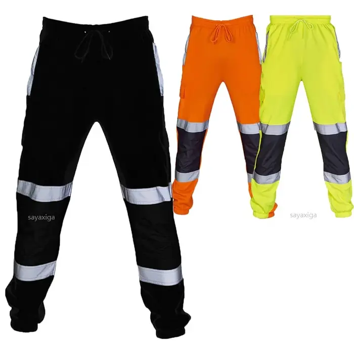 Pantalon de travail haute visibilité bandes réfléchissantes - Sécurité chasse et construction