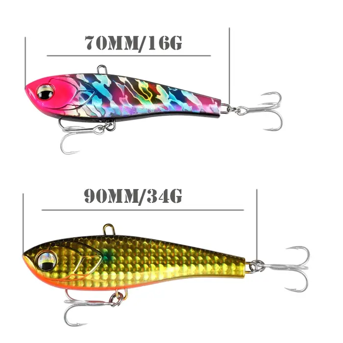 JOHNCOO 70mm/90mm leurres coulants par Vibration avec plaque de fer leurre de pêche VIB sans lèvres 