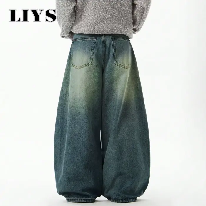 Vêtements pour hommes bleu pantalon en jean à jambes larges jean Baggy Vintage coupe tridimensionnel