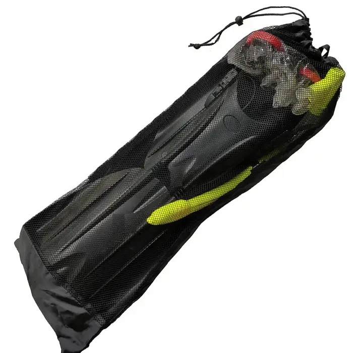 Sac à cordon en maille noire avec palmes longues pour sac à dos de plongée 72*28 cm