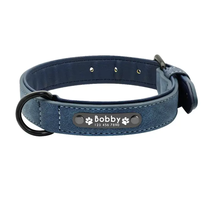 Laisse de collier de chien en cuir, colliers et laisses personnalisés et durables pour animaux de co