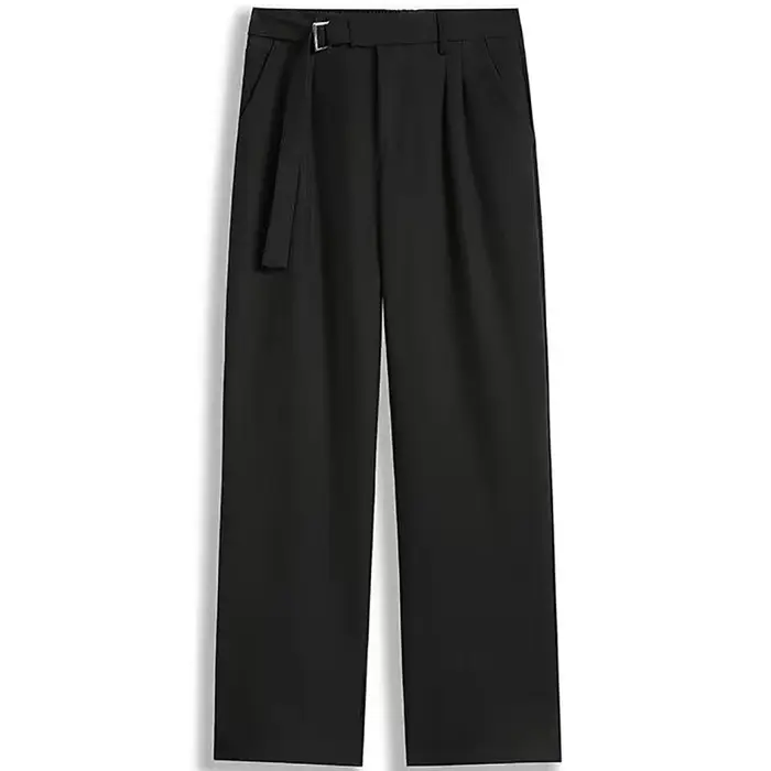 Pantalon de Costume Homme Taille Haute Printemps-Été, Coupe Droite Ample et Décontractée, Jambe Larg