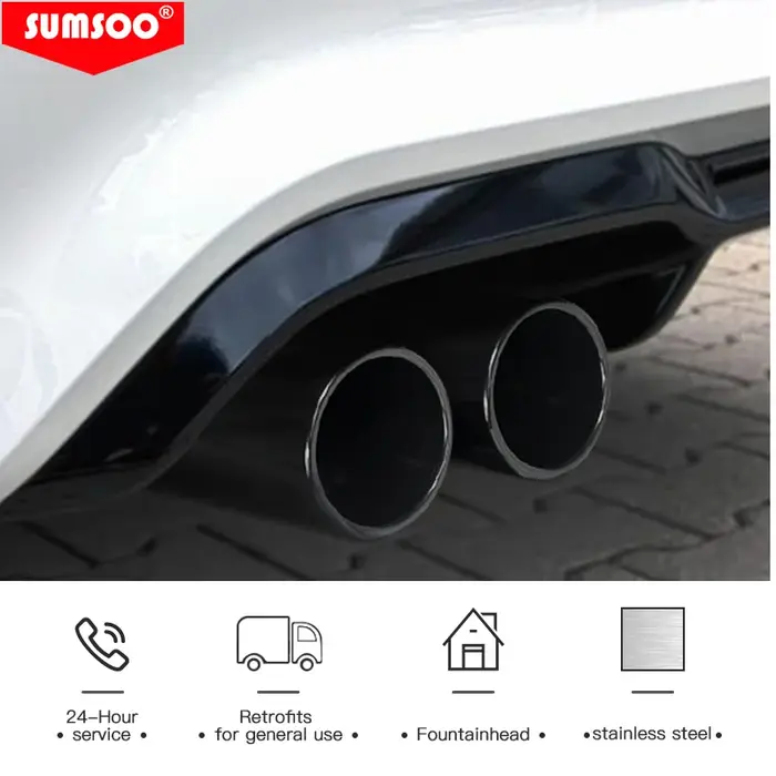 Véritable SUMSOO 1 pièces universel Double pointe d'échappement arrière tuyau d'échappement en acier