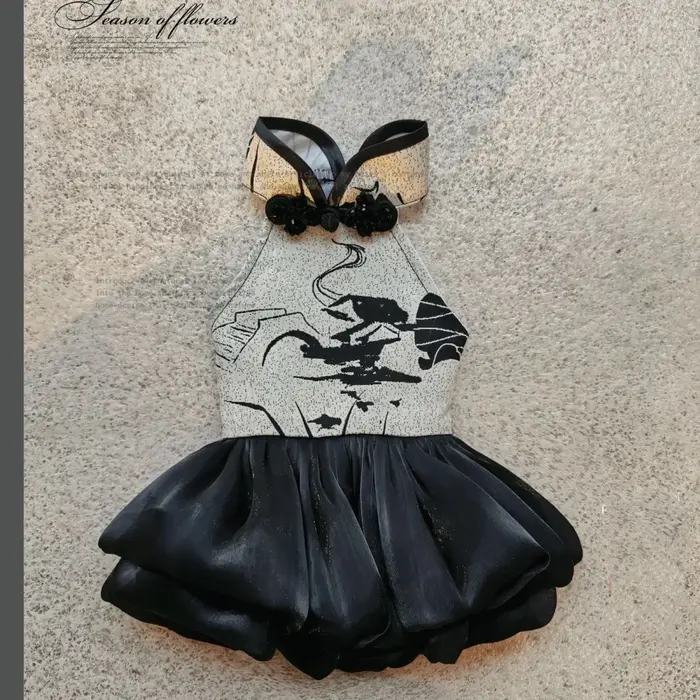 Vêtements pour chien de compagnie, robe pour chaton style chinoiserie, manteau d'été brodé de fleurs