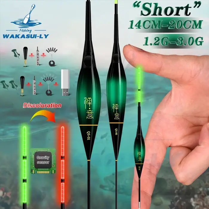 Nouveau flotteur de pêche électronique court avec LED lumineuse détection de gravité changement de c