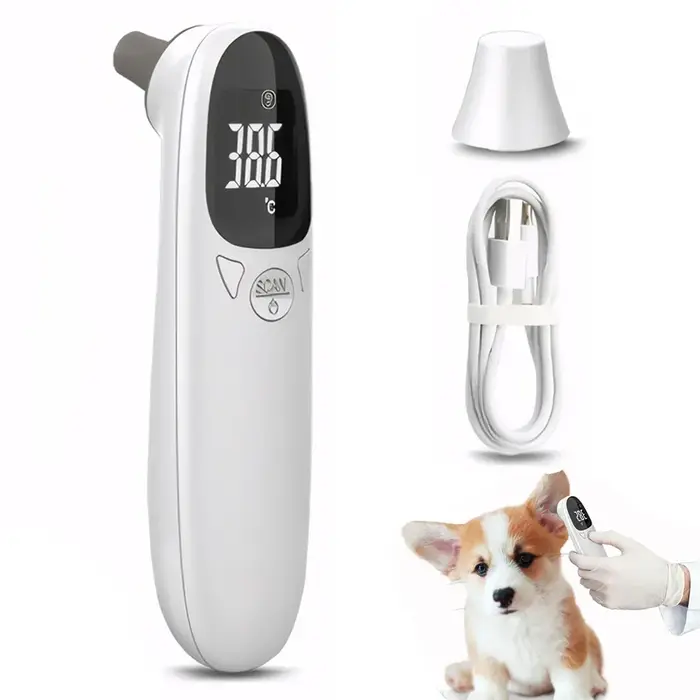 Thermomètre auriculaire pour animaux de compagnie numérique sans contact USB rechargeable précis 32-42.9 ℃ Vérification