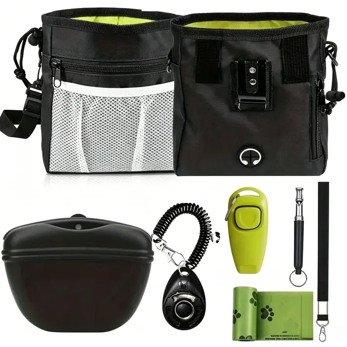 Kit d'entraînement pour chien : Pochette à friandises, Clicker, Sifflet silencieux, Outil 2-en-1, Gu