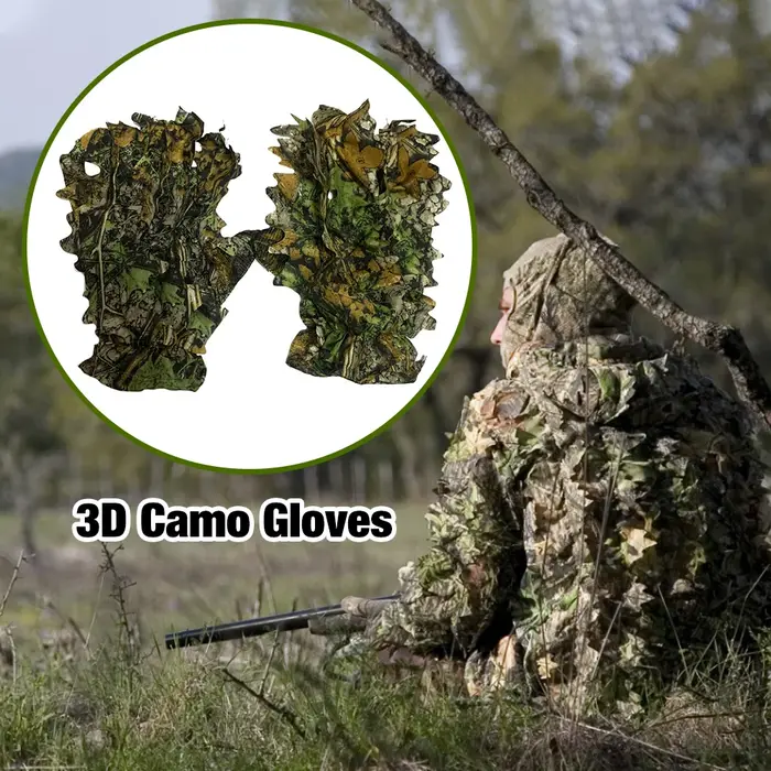 Gants chasse camouflage 3D feuilles confortables antidérapants durables tir photographie extérieur