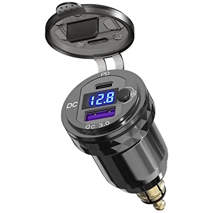 Voltmètre à Charge rapide, prise Hella Din à USB ON-Off 30W USB C PD3.0 QC3.0, étanche, Ducati Trium