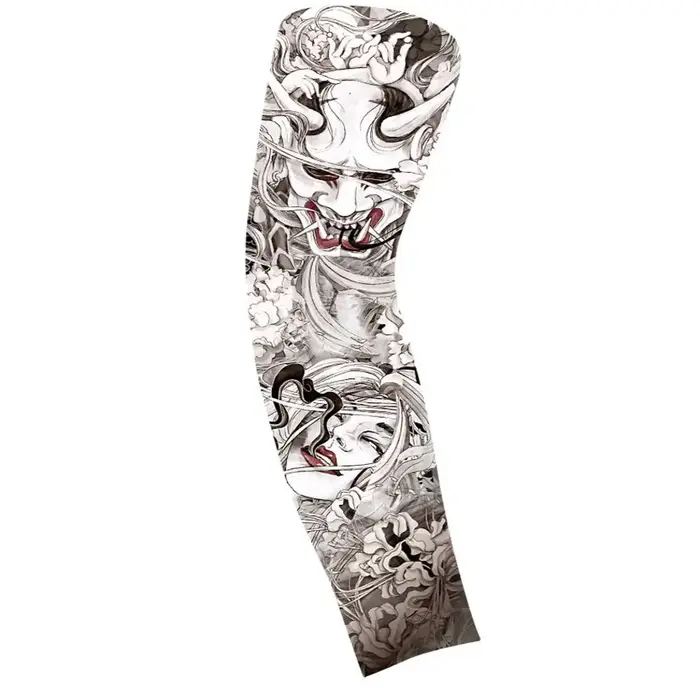 Manchon de tatouage à motif de bras de fleur, housse de Protection solaire élastique respirante, Protection solaire fine pour hommes