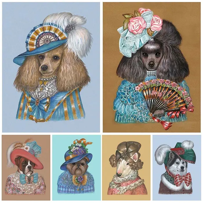 Affiches murales de dessin animé avec Portrait d'animaux de chien drôle