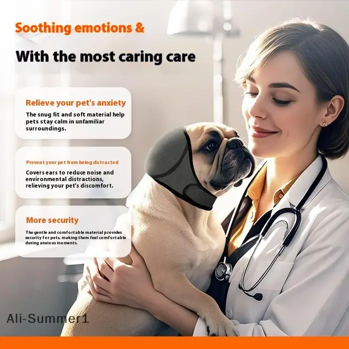 【E】 Protection auditive cache-oreilles apaisant pour chien résistant aux chocs réduction du bruit couvre-chef