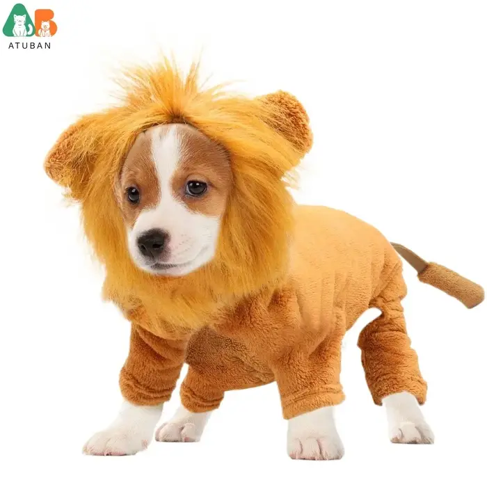 ATUBAN Costume de lion amusant pour chien, tenue chaude pour animaux de compagnie, vêtements de cosp