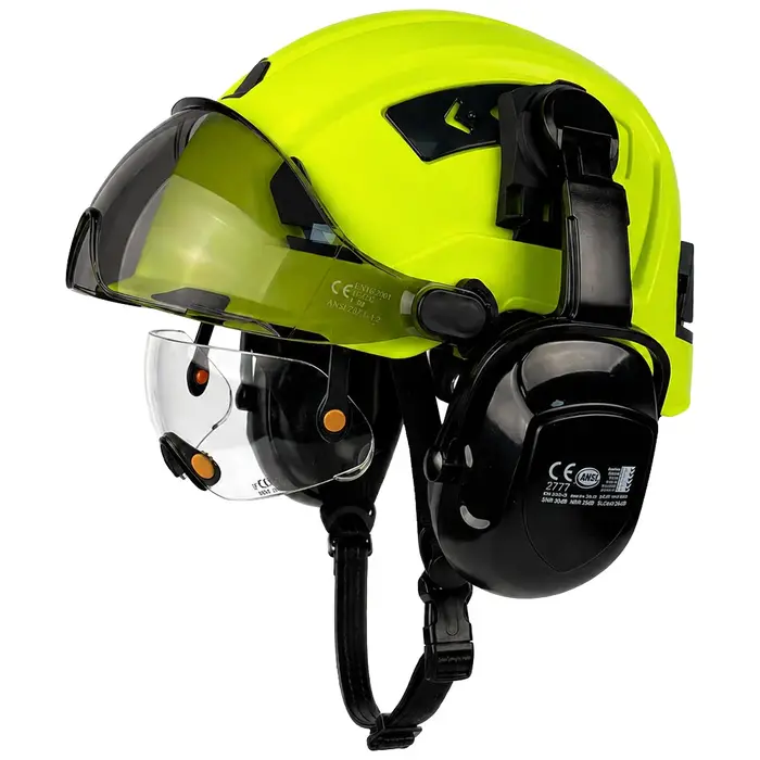Casque de sécurité CE avec double visière, lunettes de protection, protège-oreilles, casque de chant