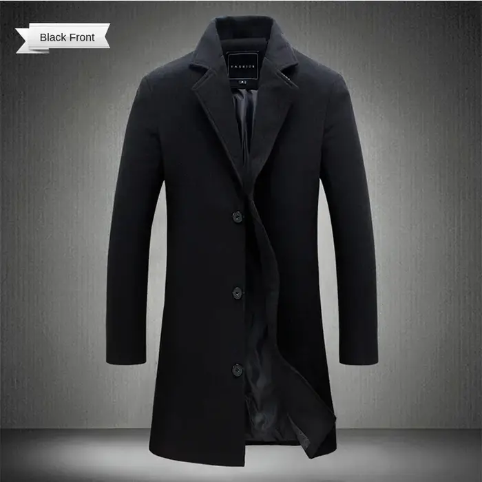 Manteau Long en coton pour hommes, mélange de laine, couleur Pure, décontracté, mode Business, vêtem