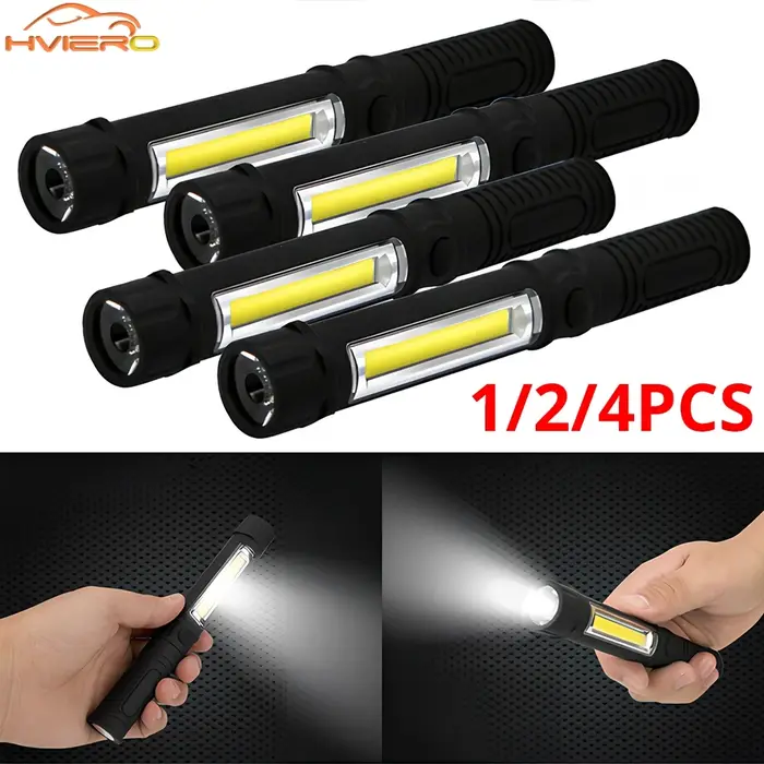 1/2/4X multi-fonction COB LED Portable Mini stylo lampe de travail Torches d'inspection Base magnéti