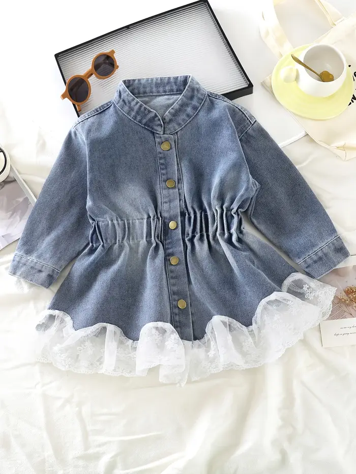 Veste élastique cintrée à la taille pour filles, nouveau style printemps-automne, dentelle, garnitur