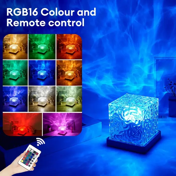 Projecteur d'Ondulation de l'Eau Rotatif ociamique, Lampe en Clip de Flamme pour Salon, Bureau, Cham