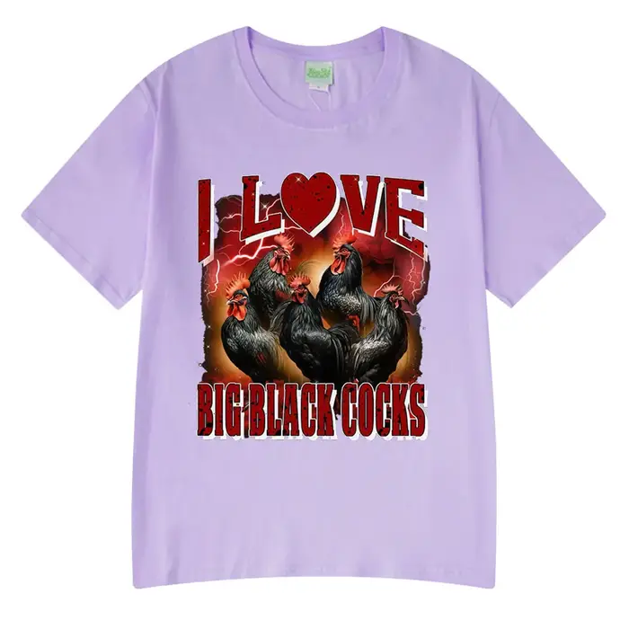 J'aime les gros coq noirs drôle poulet T-shirts hommes femmes vêtements décontracté coton mode Harajuku à manches