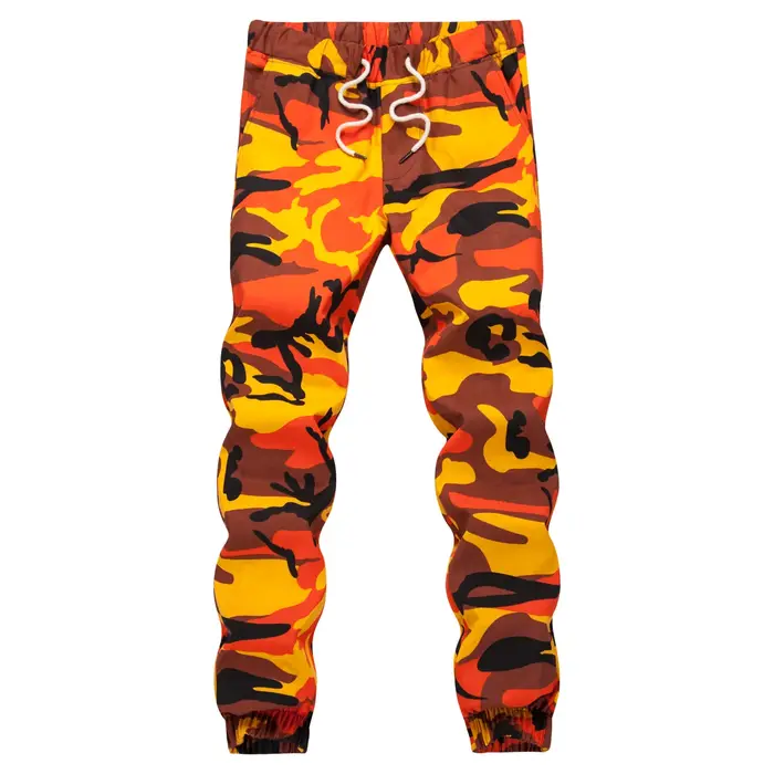 Pantalon jogger camouflage orange homme hip hop militaire tactique poches coton 2025