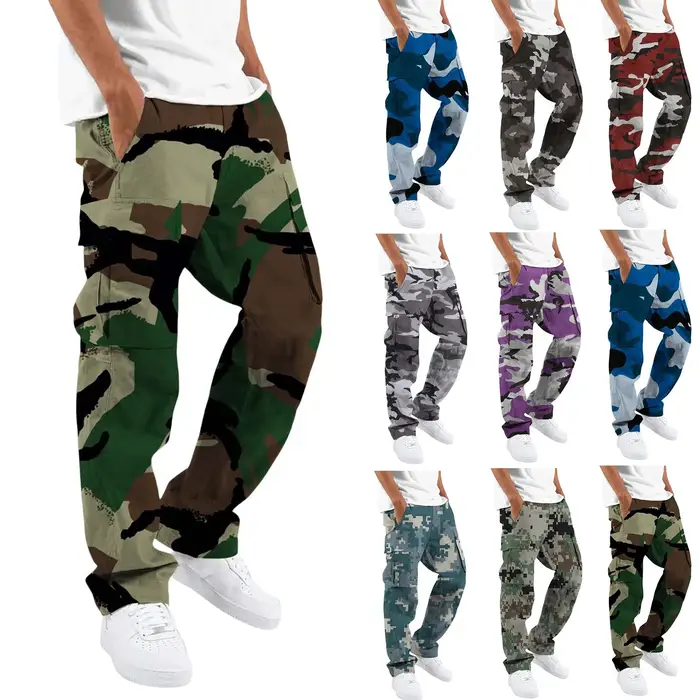 Pantalon cargo camouflage fashion avec cordon pour look décontracté homme print