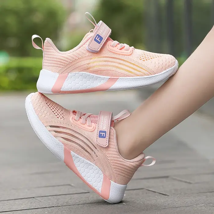 Chaussures de Course en Maille Blanche pour Fille, Baskets de dehors Légères et Colorées, à la Mode,