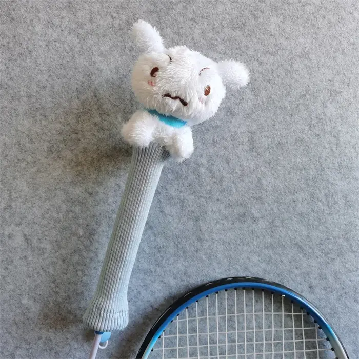 Couverture de poignée de raquette de Badminton pour chien blanc, protection de poignée de poupée en 