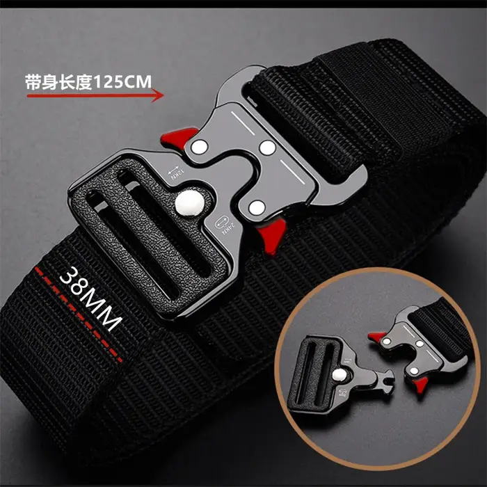 Ceinture tactique 1 pièce pour hommes ; ceinture à boucle à dégagement rapide pour sports de plein a