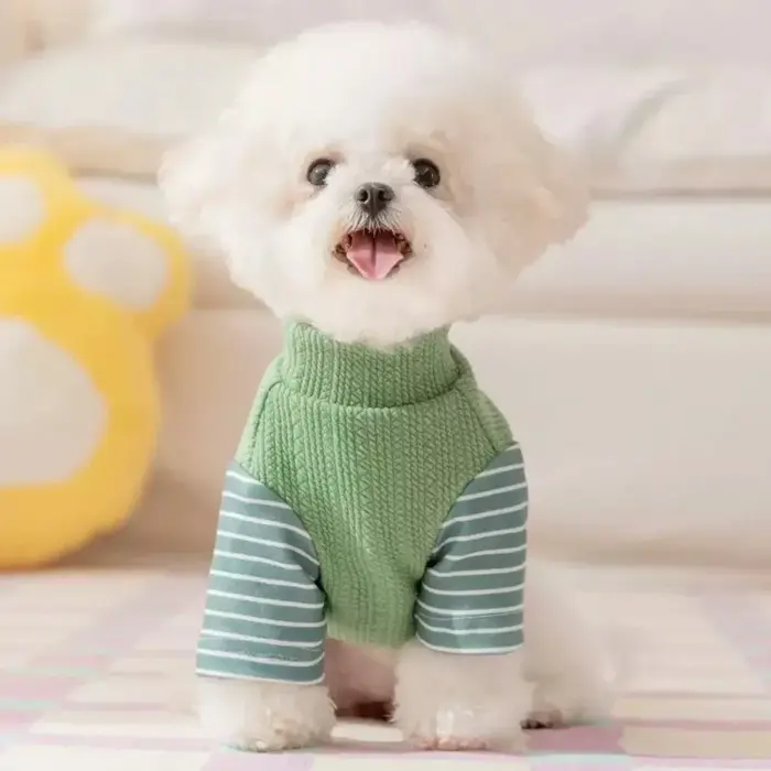 Pull rayé chaud pour chiot, sous-vêtement doux et confortable pour chien avec anneau en D, sweat-shirt pour chien pour activités de plein air