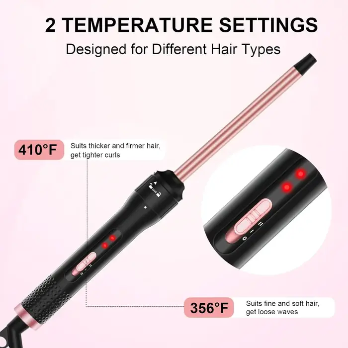 Fer à friser professionnel de 1/2 pouces, baguette en fer à friser avec 2 températures, comprend un 