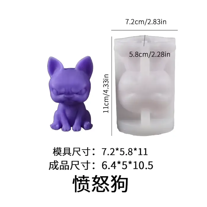 Nouveau moule Design chien assis chien en colère aromathérapie bougie Silicone moule 3D Chihuahua ch