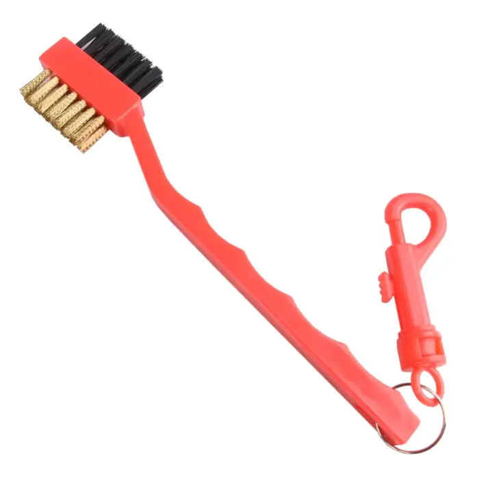 Brosse de nettoyage de golf double face - Nettoyeur de clubs portable et léger à deux têtes avec cro
